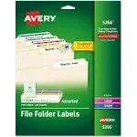 Avery 5266 - File Folder Labels, Laser or Inkjet, Assorted Colors - 750 Labels