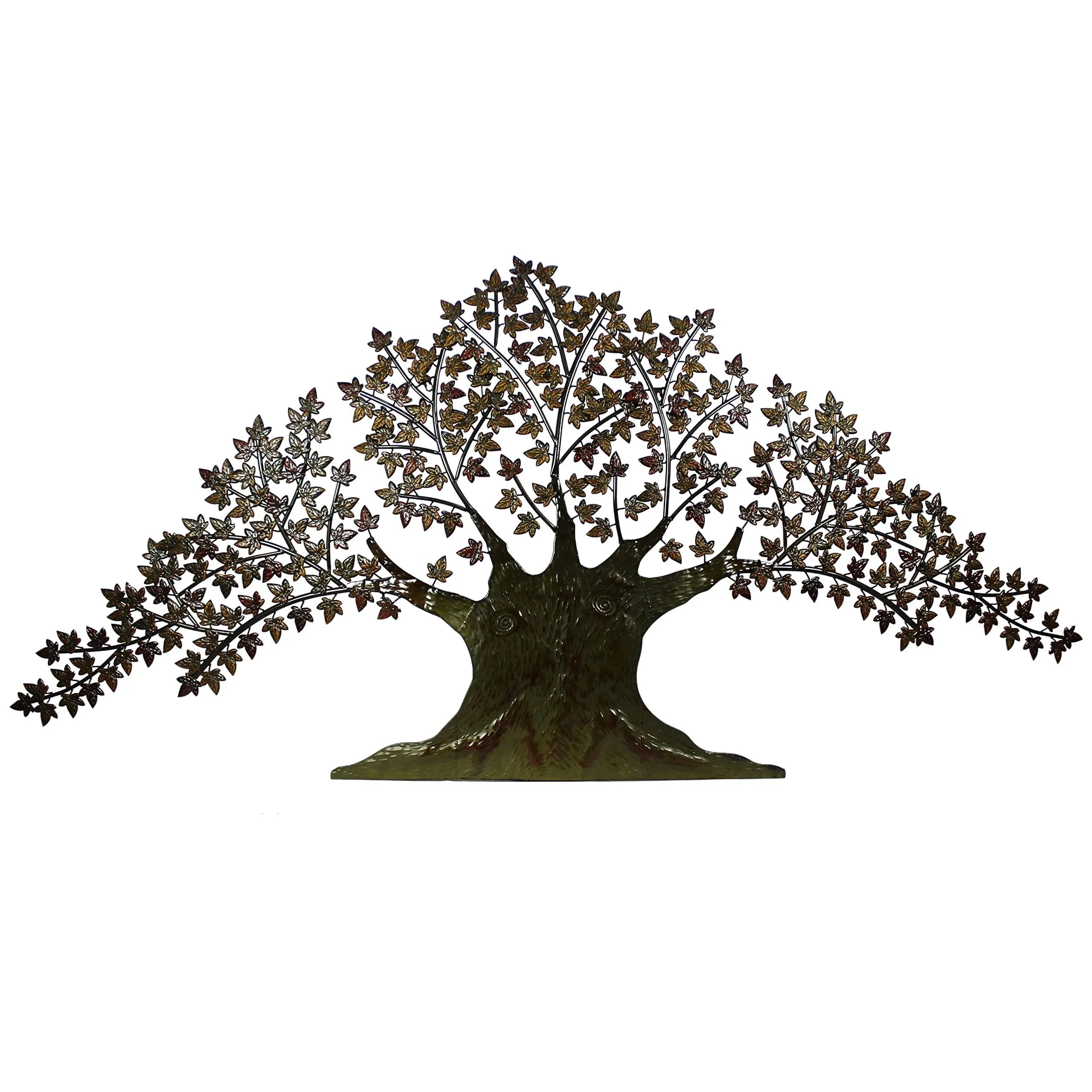 Urban Designs Handcrafted Tree of Life Large Metal Wall Art Decor, 7',Brown and Green