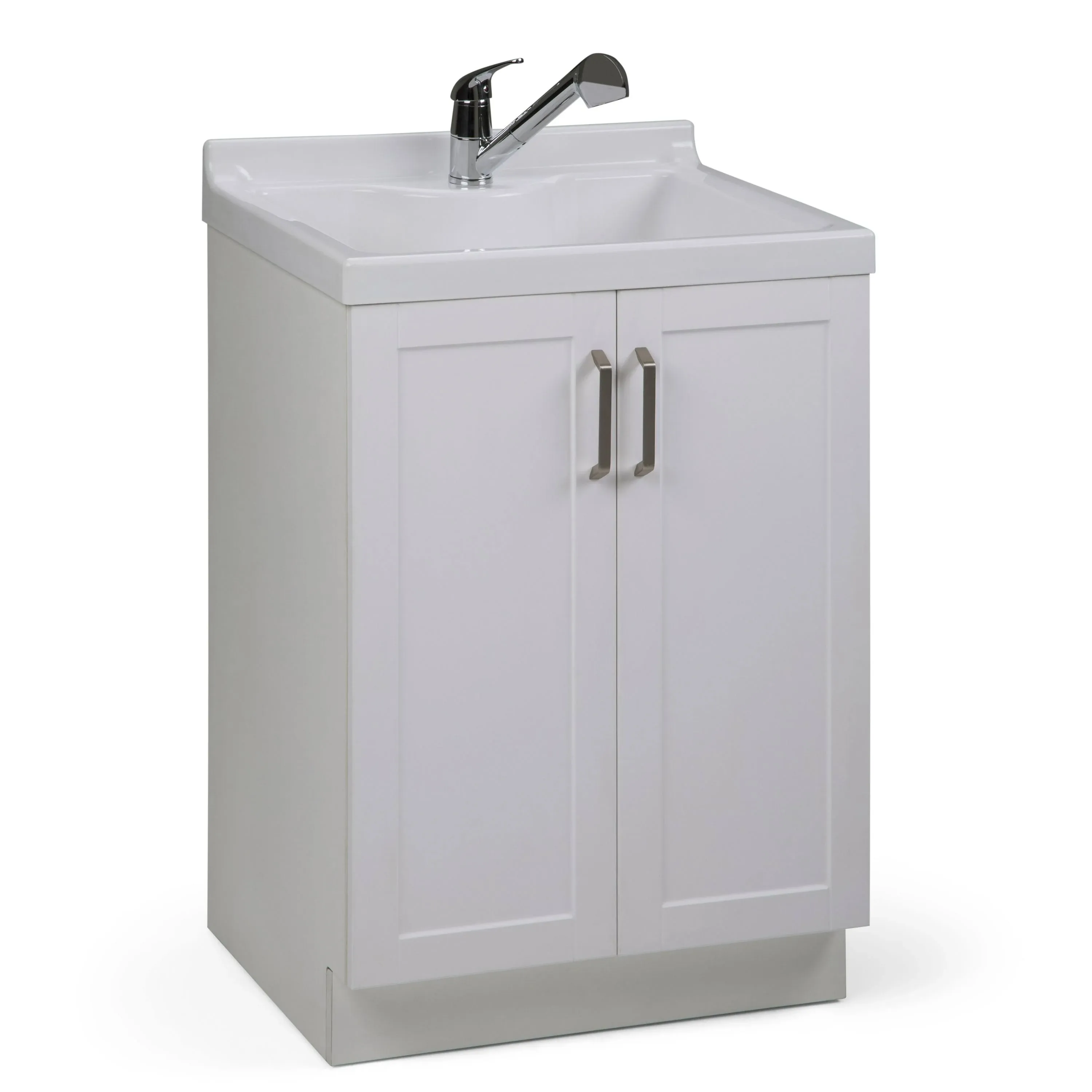 Simplihome Kyle Transitional 24&#034; Laundry Cabinet With Pull-Out Faucet Abs Sink