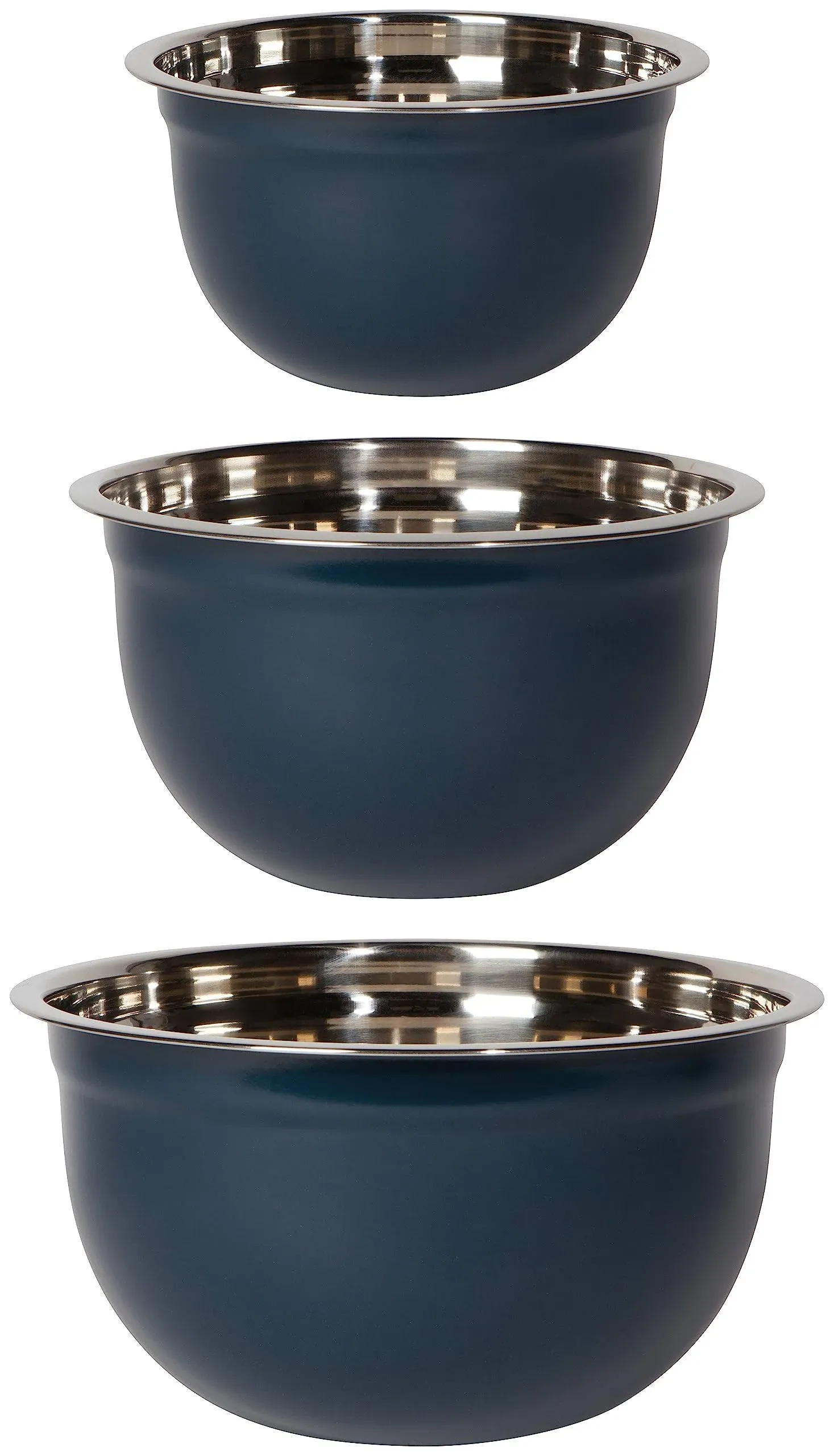 Matte Steel Nesting Mixing Bowls, Set of 3 - Ink - Greenhouse Home