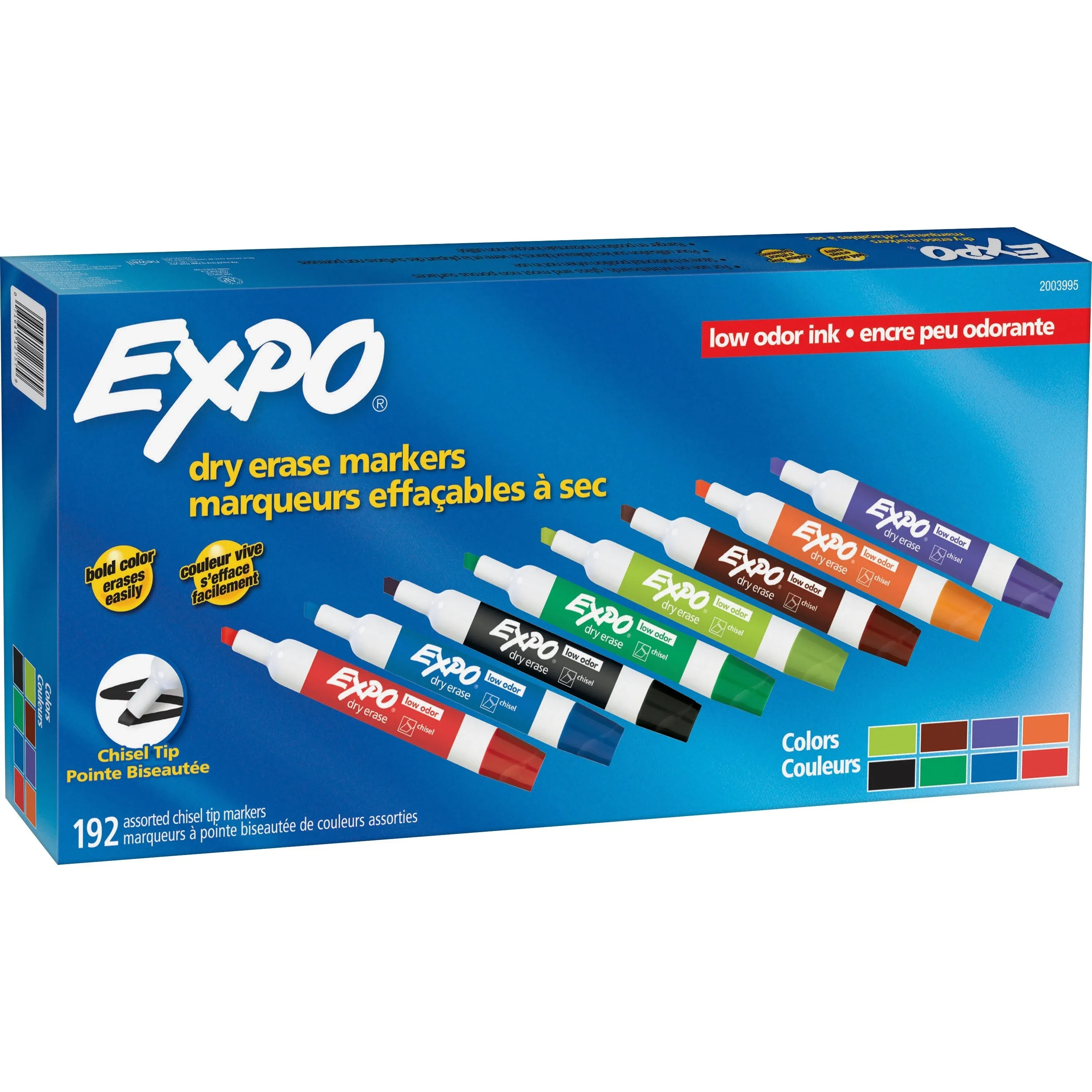 EXPO Low Odor Dry Erase Markers Chisel Tip - Office Pack Assorted 192/PK 2003995