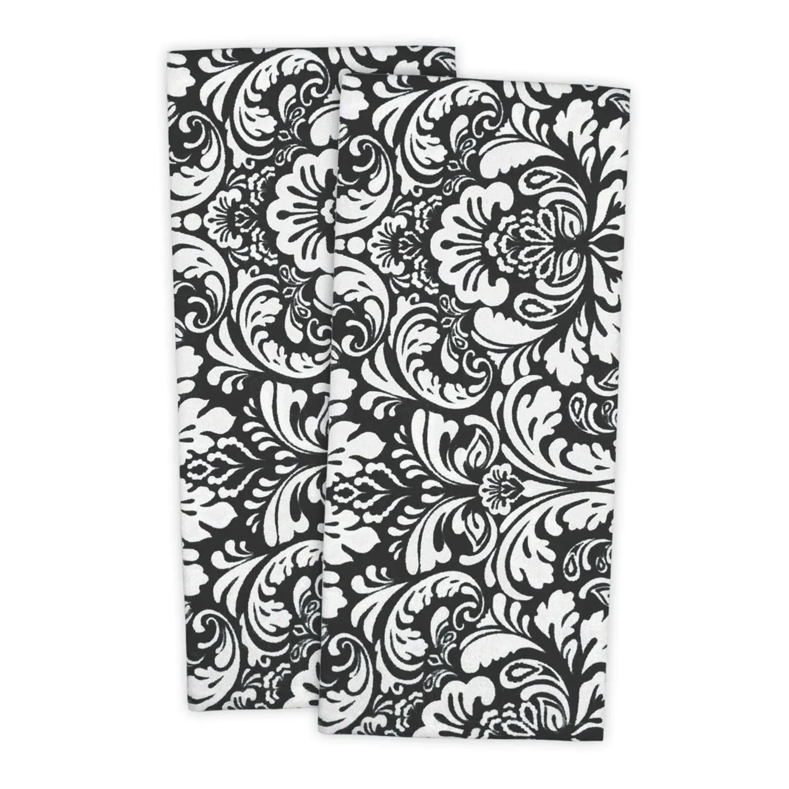 DII Black Damask Dishtowel (Set of 2)