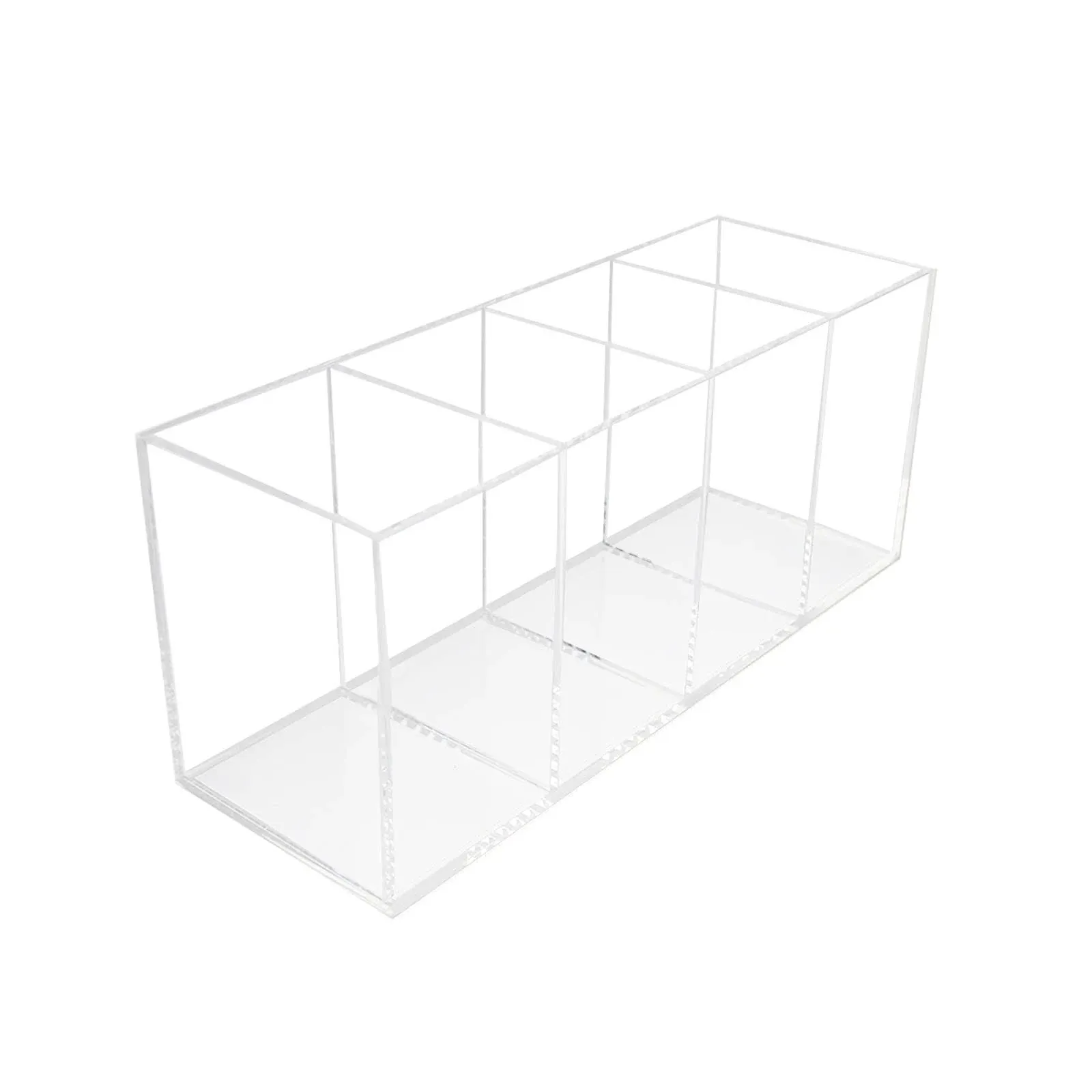 QPEY Acrylic Pen Holder 4 Compartments,Clear Pen Holder Organizer Makeup Brush ...