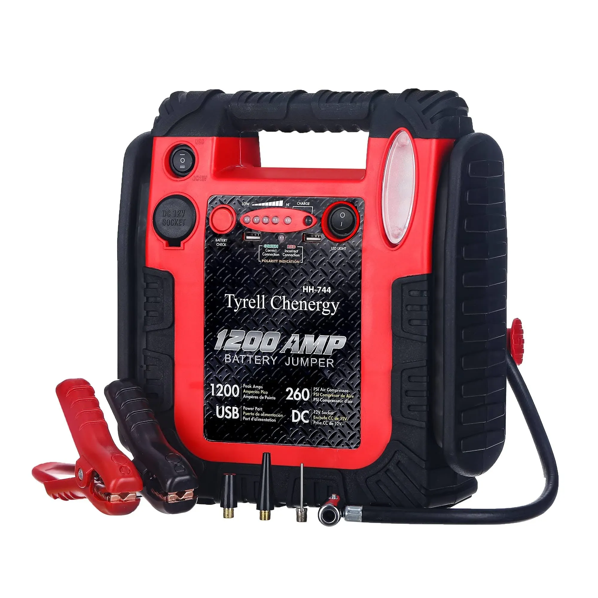 1200 Amp Jump Starter with Air Compressor,20000mAh Car Battery Jump Starter 260 PSI Tire Inflator,12V Auto Lead-Acid Battery Booster(Up to 6L Gas or 6L Diesel Engine)with LED Light&USB