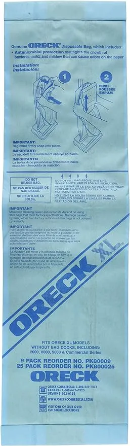 Oreck PK80009DW Upright Hypo Bags