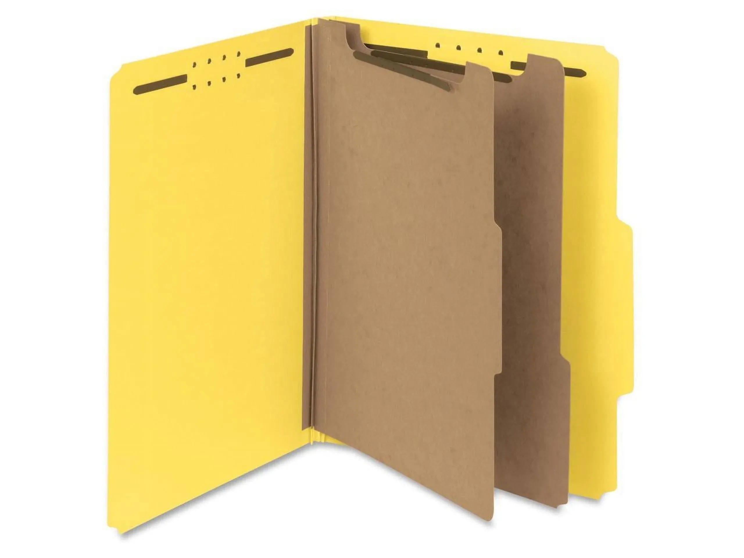 Smead Pressboard Classification Folder, 2" Exp, 2 Dividers, Letter, Yellow, 14064