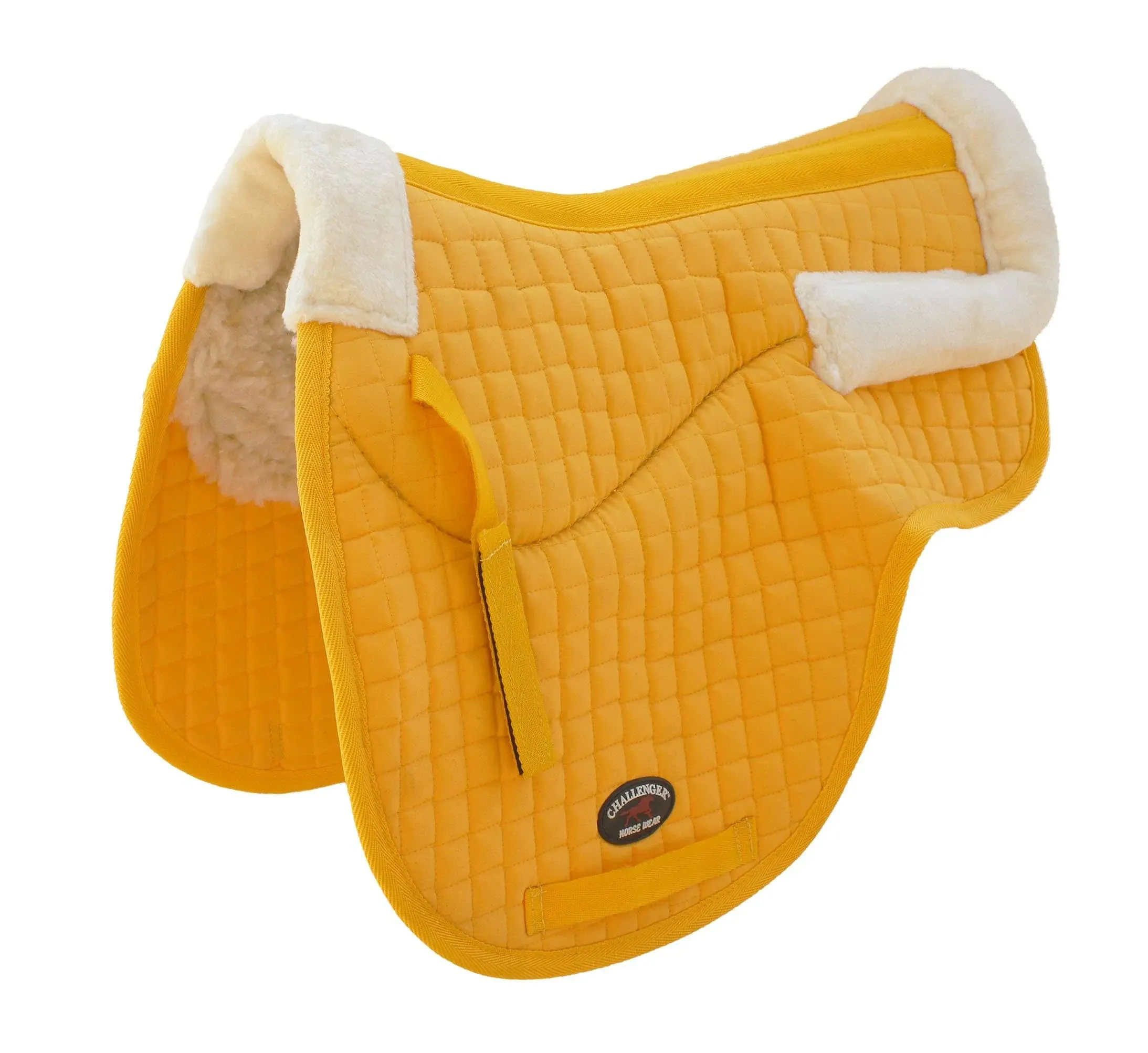 Challenger Horse Saddle Pad Horse Contoured Fleece Lined Quilted English Saddle ...