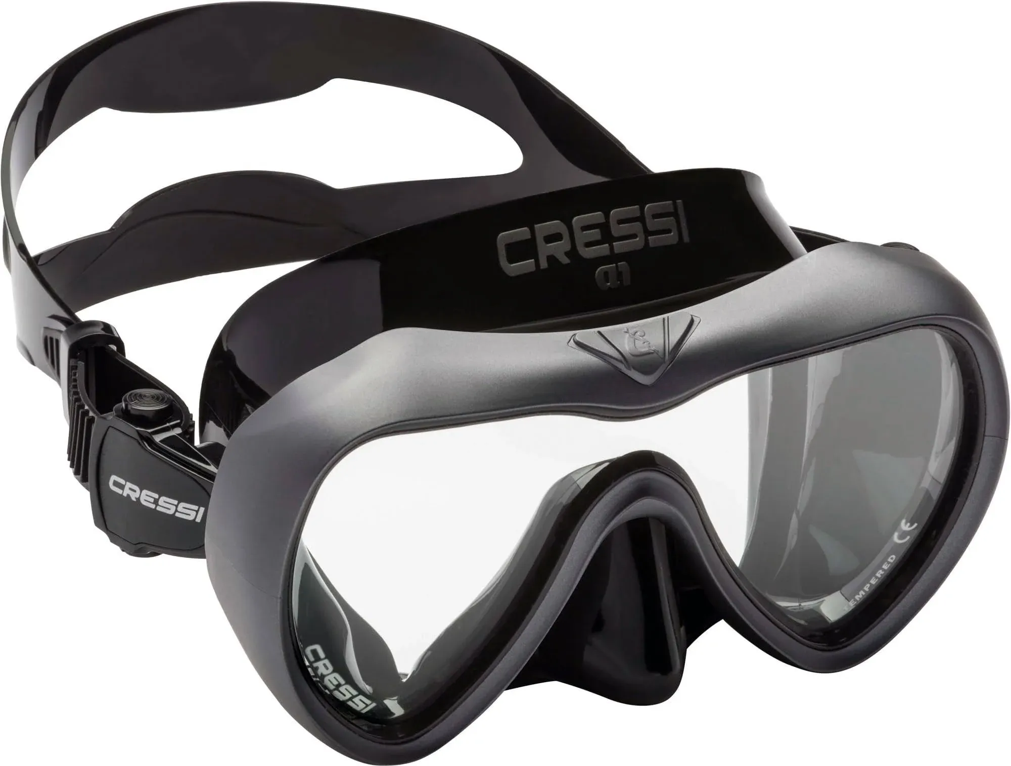 Cressi A1 Scuba Diving Mask Black/Graphite / Clear Anti-Fog Lens