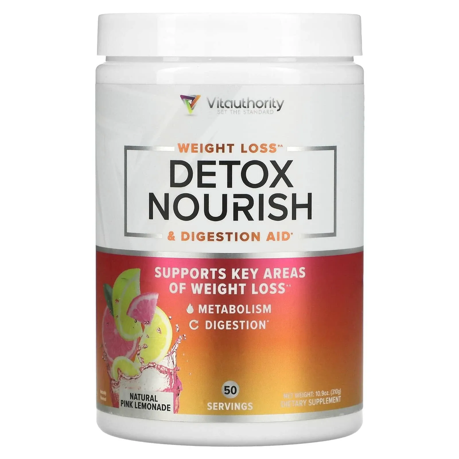 Vitauthority, Detox Nourish Weight Loss & Digestion Aid, Natural Pink Lemonade ...