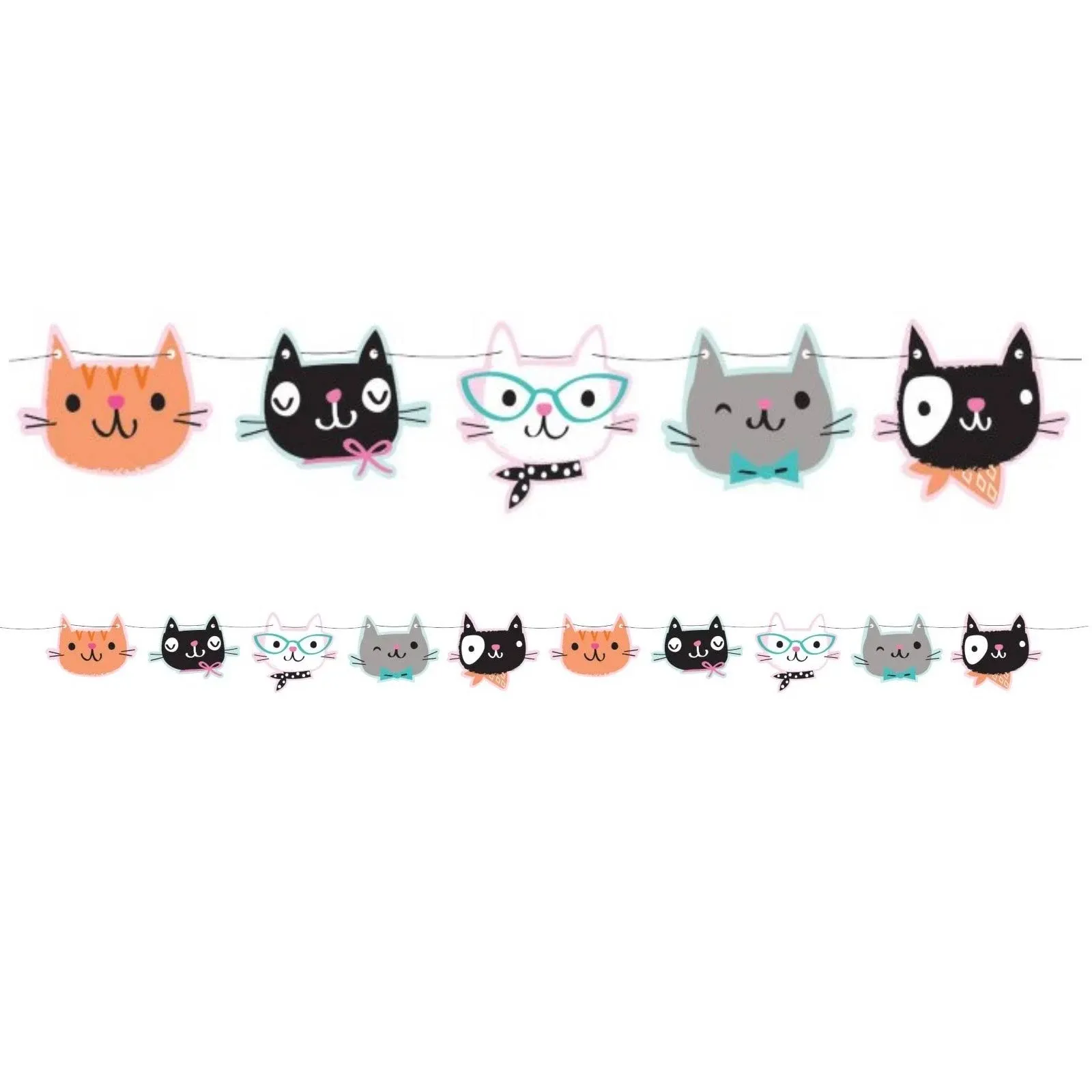 Cat Party Banner, 5.5\'x6", 6PK