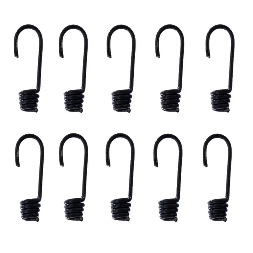 10 Pack Of Plastic Coated Spiral Steel Wire Bungee End Cord Hooks For 3/16 Inch 