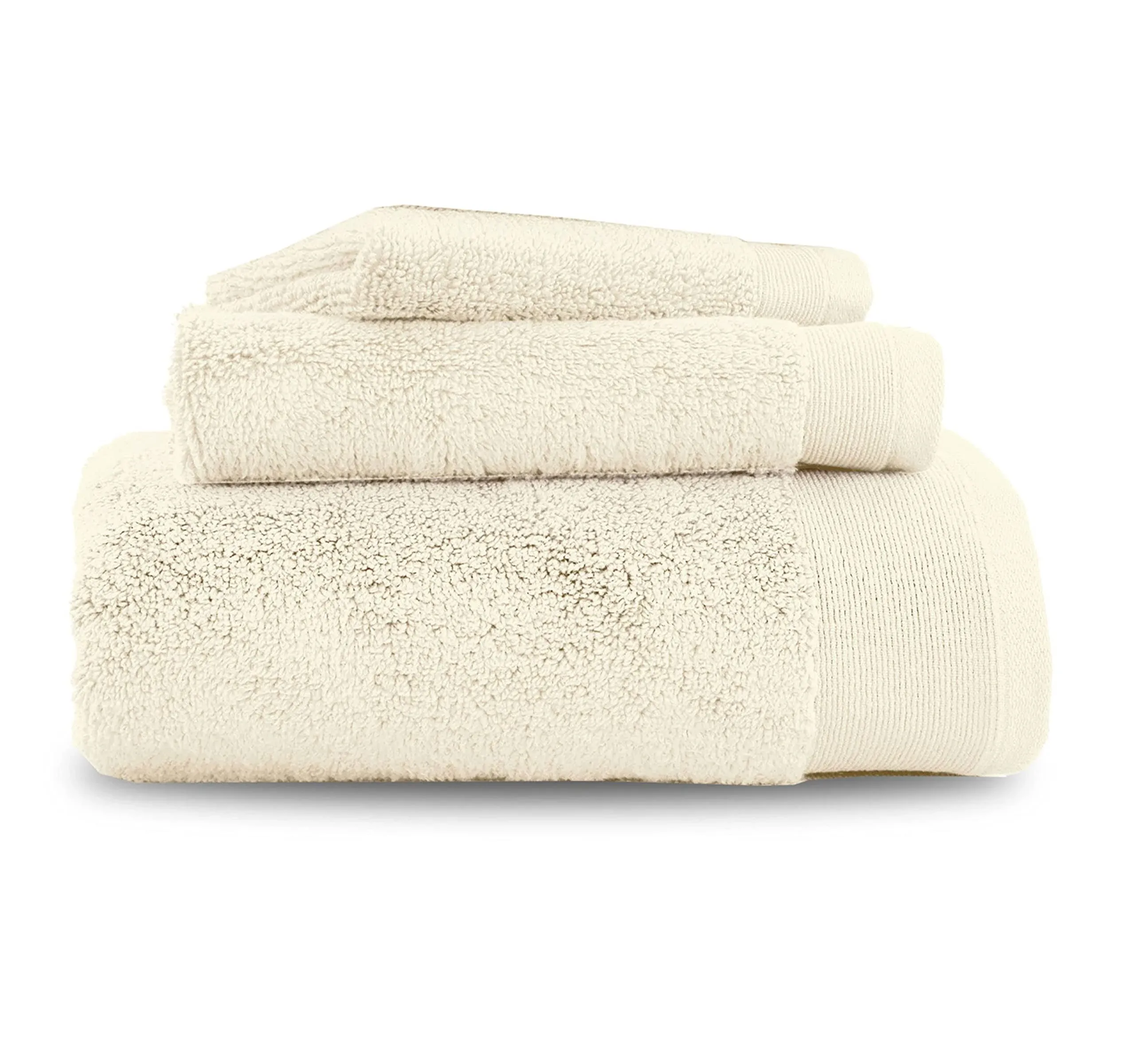 California Design Den Luxury 100% Cotton Bath Towels, 3-Piece Set, Soft & Fluffy, Quick Dry, Highly Absorbent, Hotel Quality Towel Set - 1 Bath Towel, 1 Hand Towel, 1 Wash Cloth (Ivory)