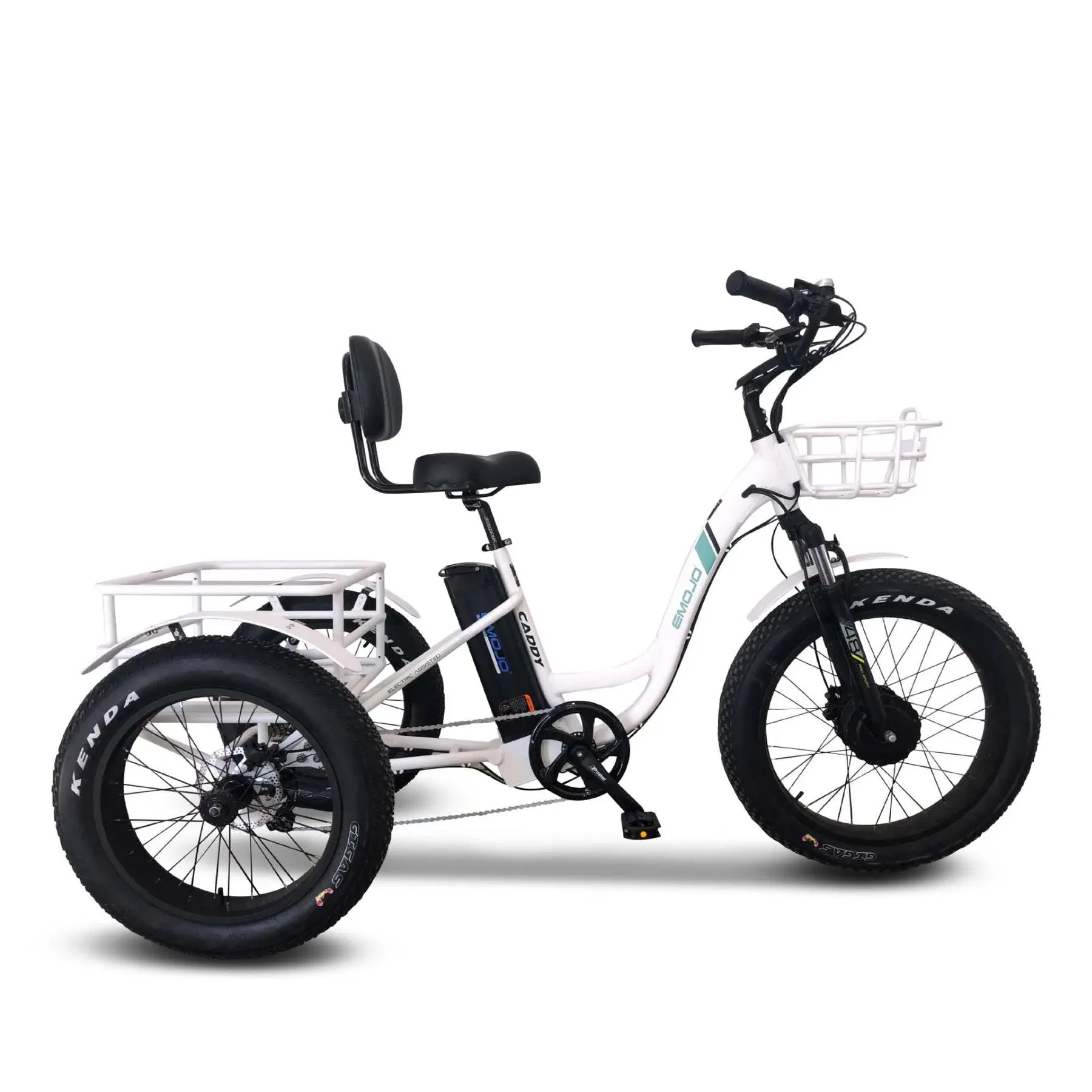 Emojo Caddy Pro Fat Tire Electric Trike 500W, 48V, White