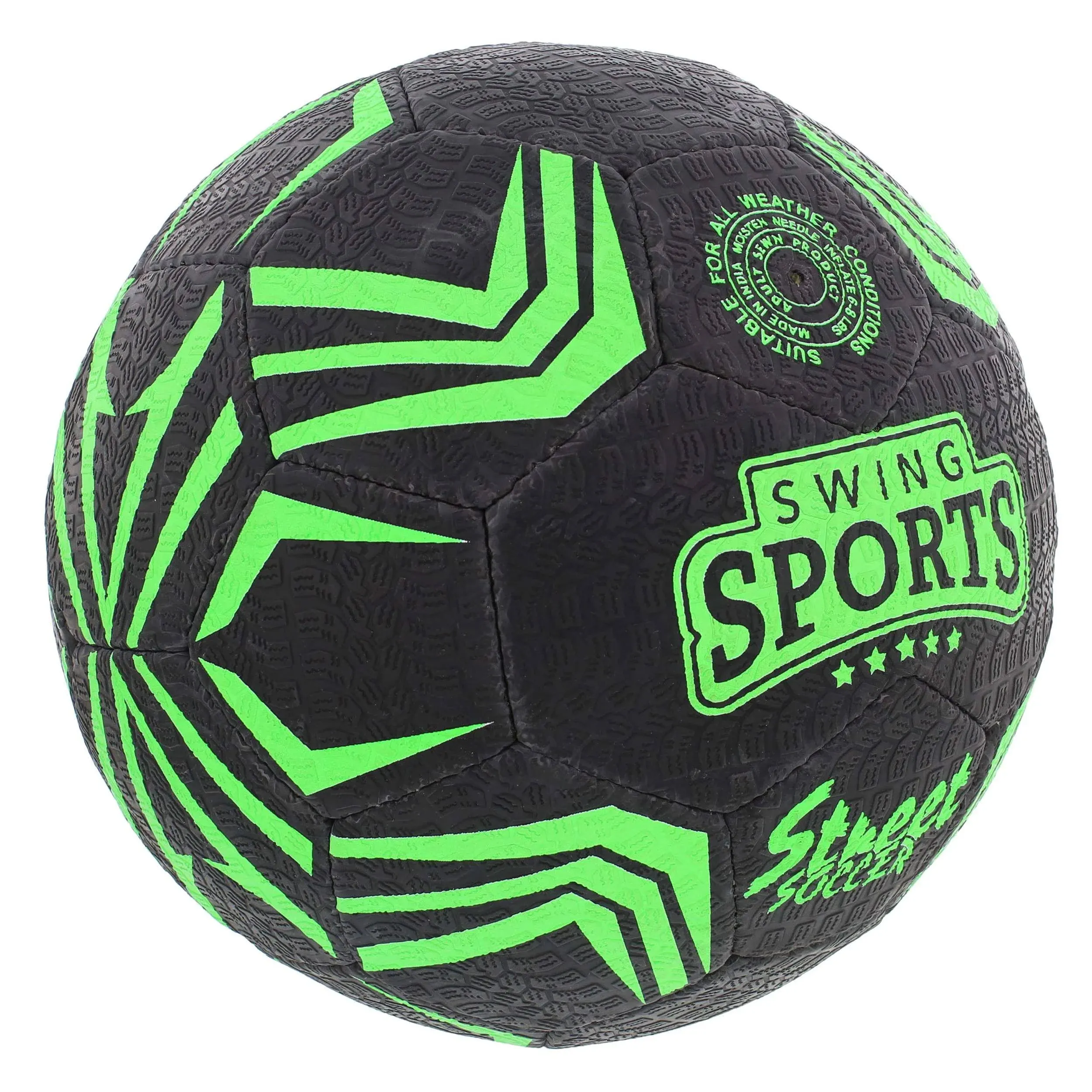 Swing Sports Soccer Ball - Black and Green Rubber All Terrain Size 5 Soccer Ball ...