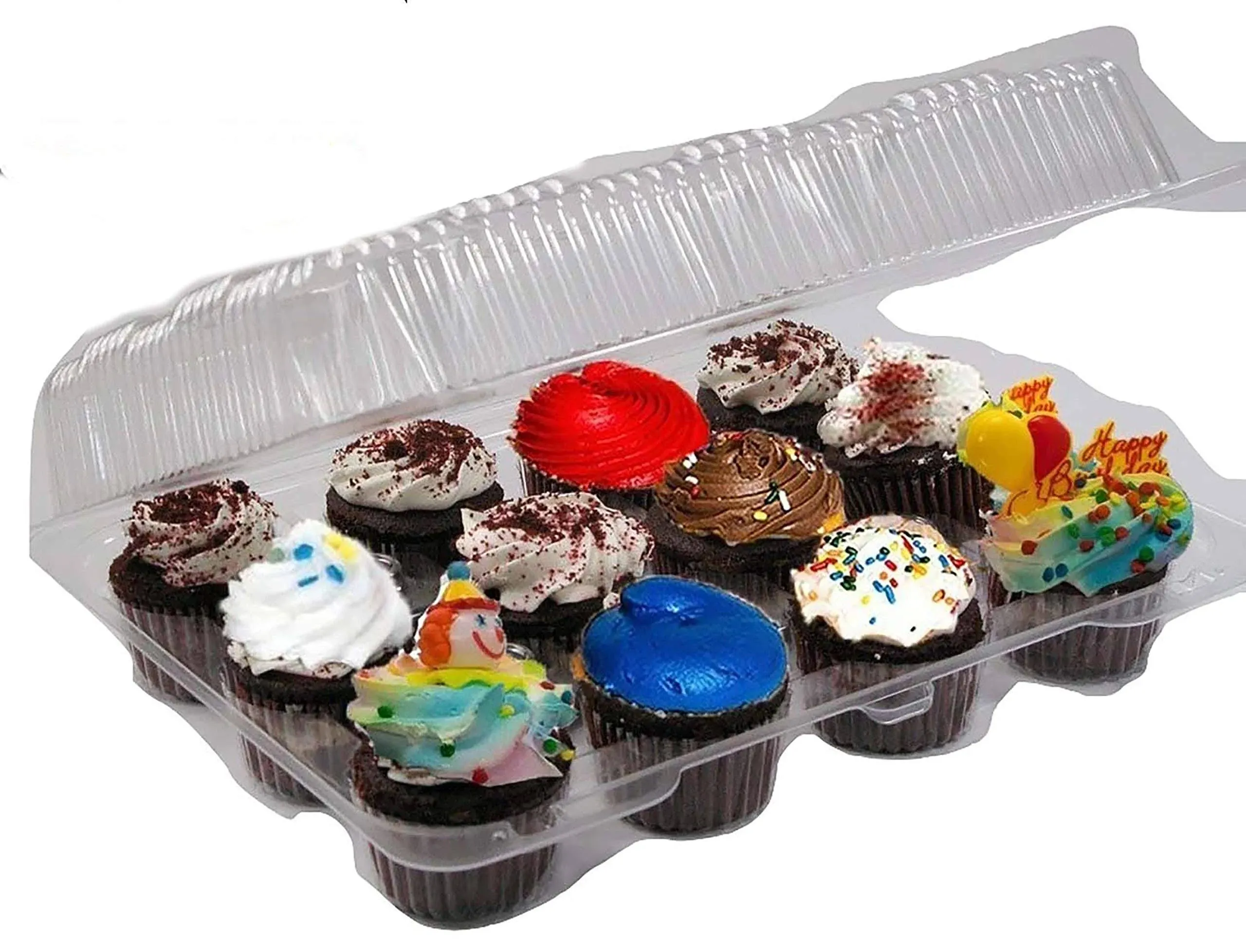 pizety Case of 50 Plastic Cupcake Boxes 12 Cupcake Containers Clear Plastic ...