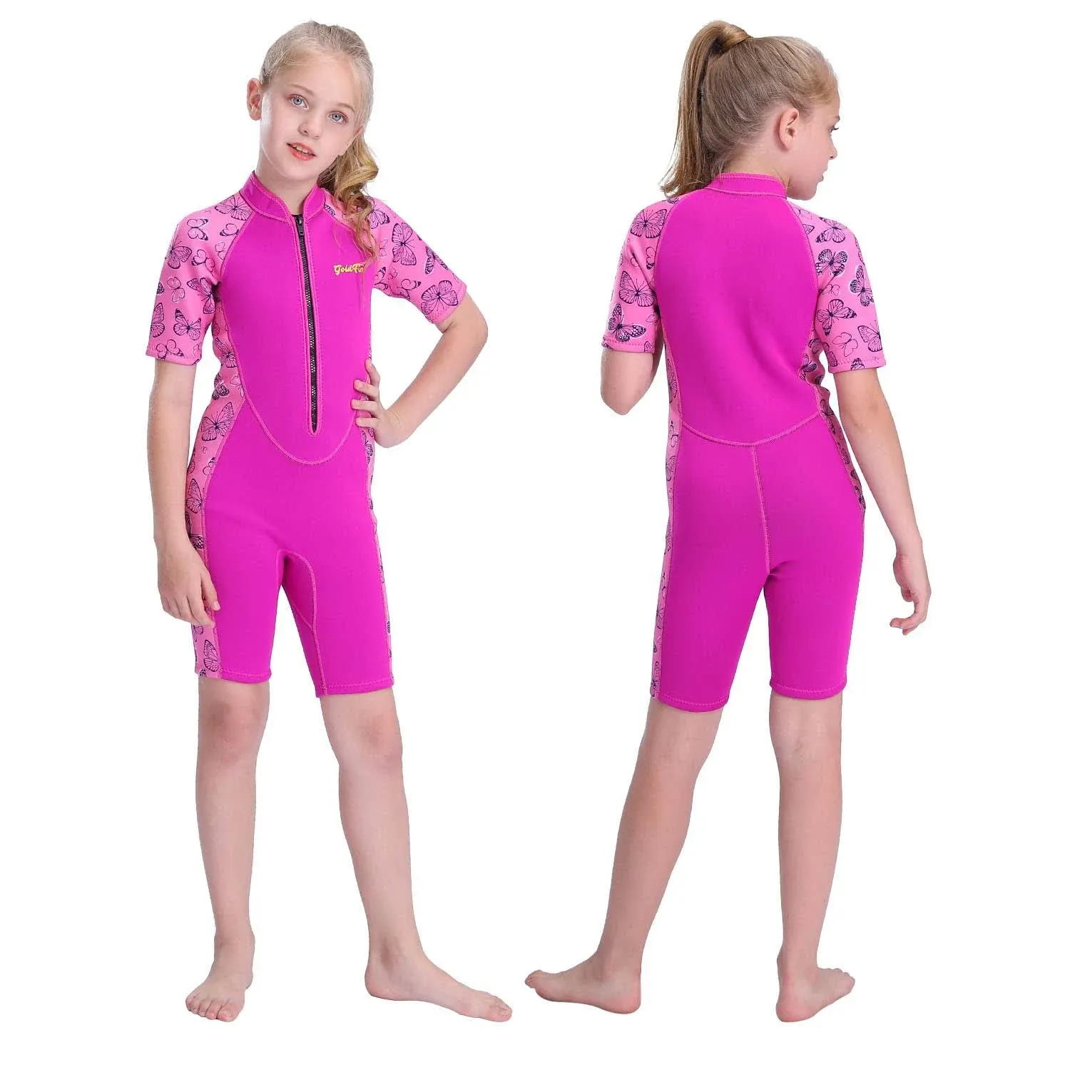 Kids Shorty Wetsuits Thermal Swimsuit, 2mm Neoprene Front Zip Keep Warm for Boys ...