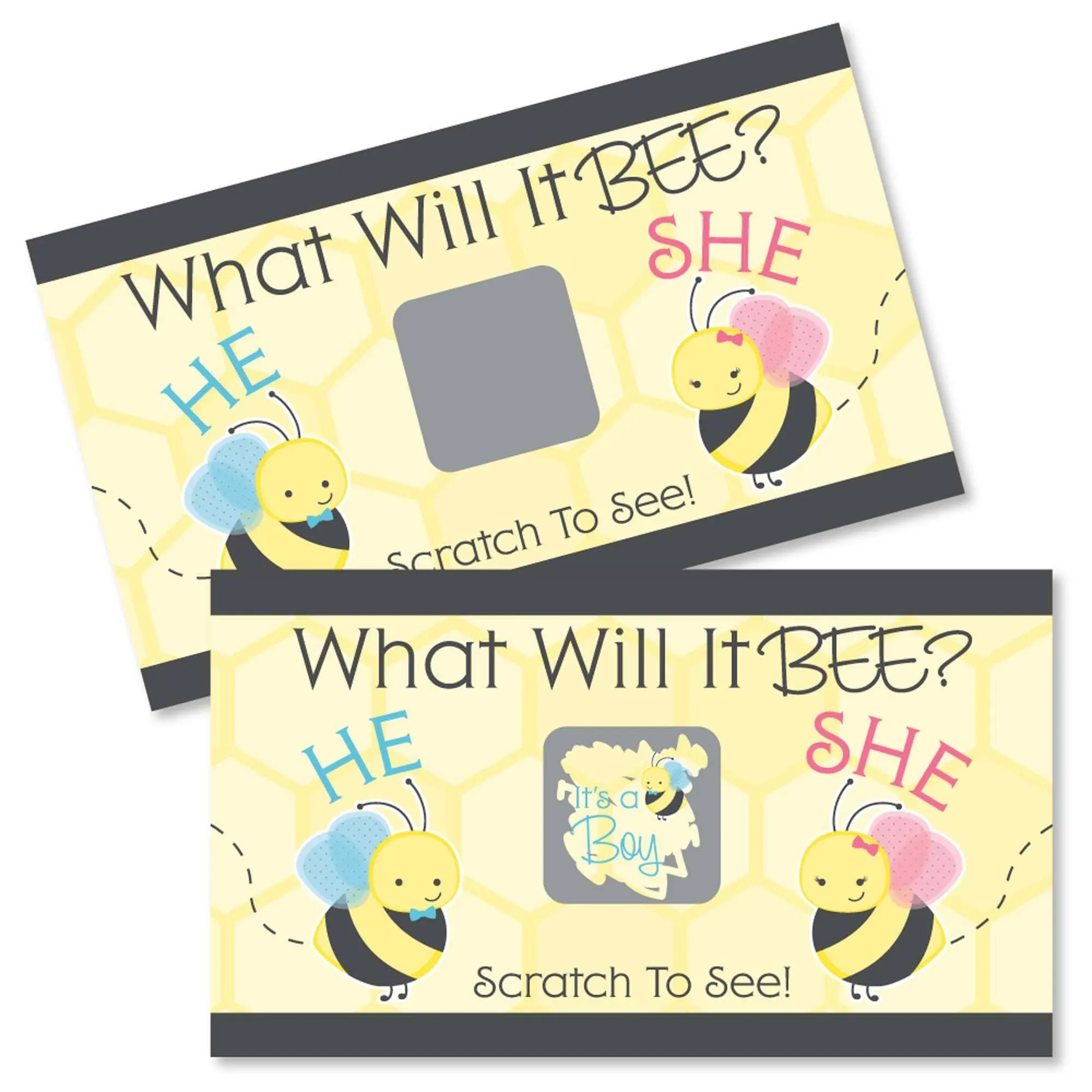 Boy Bee Gender Reveal - What Will It Bee? Gender Reveal Scratch Off Cards - Baby ...