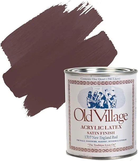 Interior/Exterior Paint, Satin, New England Red, 1 qt