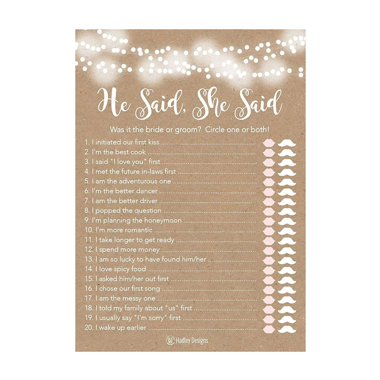  Rustic Wedding Bridal Shower Engagement Bachelorette Anniversary Party 25 Pack