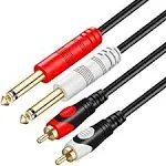 RCA to 1/4 Cable 25Ft,Dual 1/4 inch 2 x 6.35mm TS Mono Male Jack to Dual RCA ...