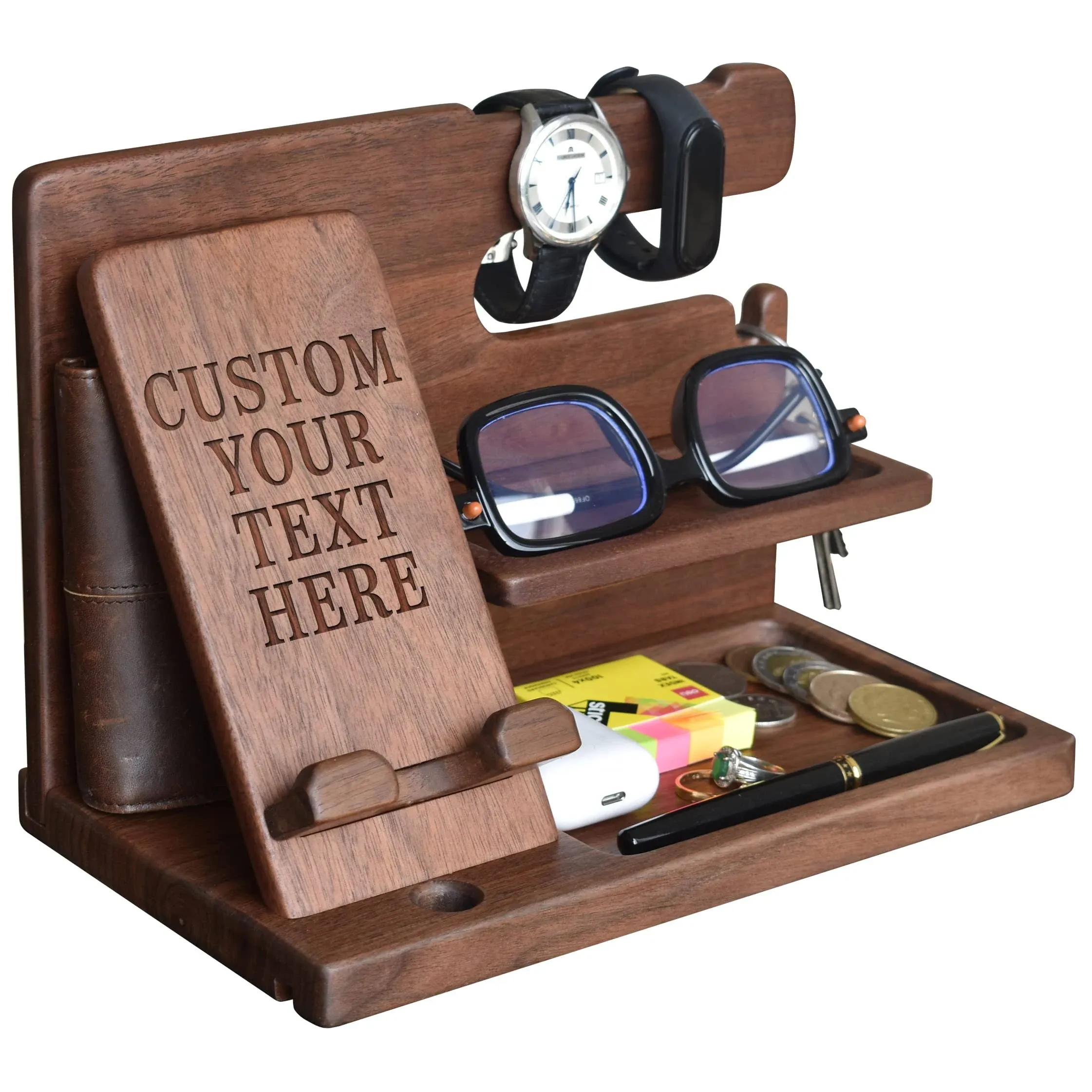 GADNIA Custom Text Gifts for Men, Dad, Grandpa - Unique Handmade Desk Organizer ...