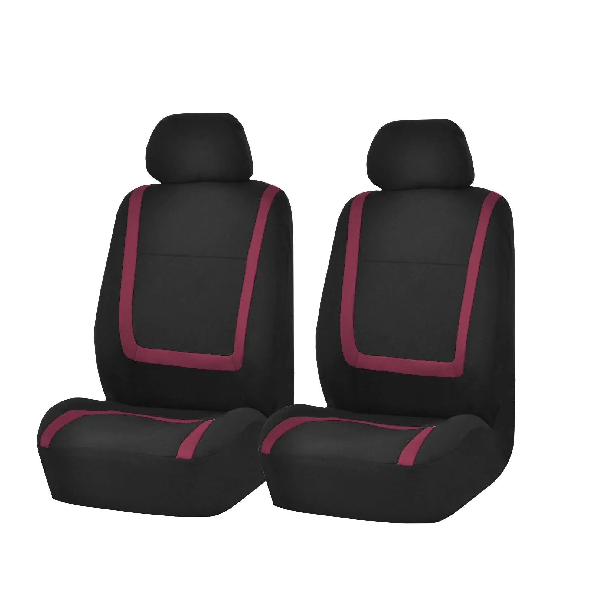 FH Group Car Seat Covers Front Set in Cloth - Car Seat Covers for Low Back Car Seats with Removable Headrest, Universal Fit, Automotive Seat Covers, Car Seat Cover for SUV, Sedan, Van Burgundy