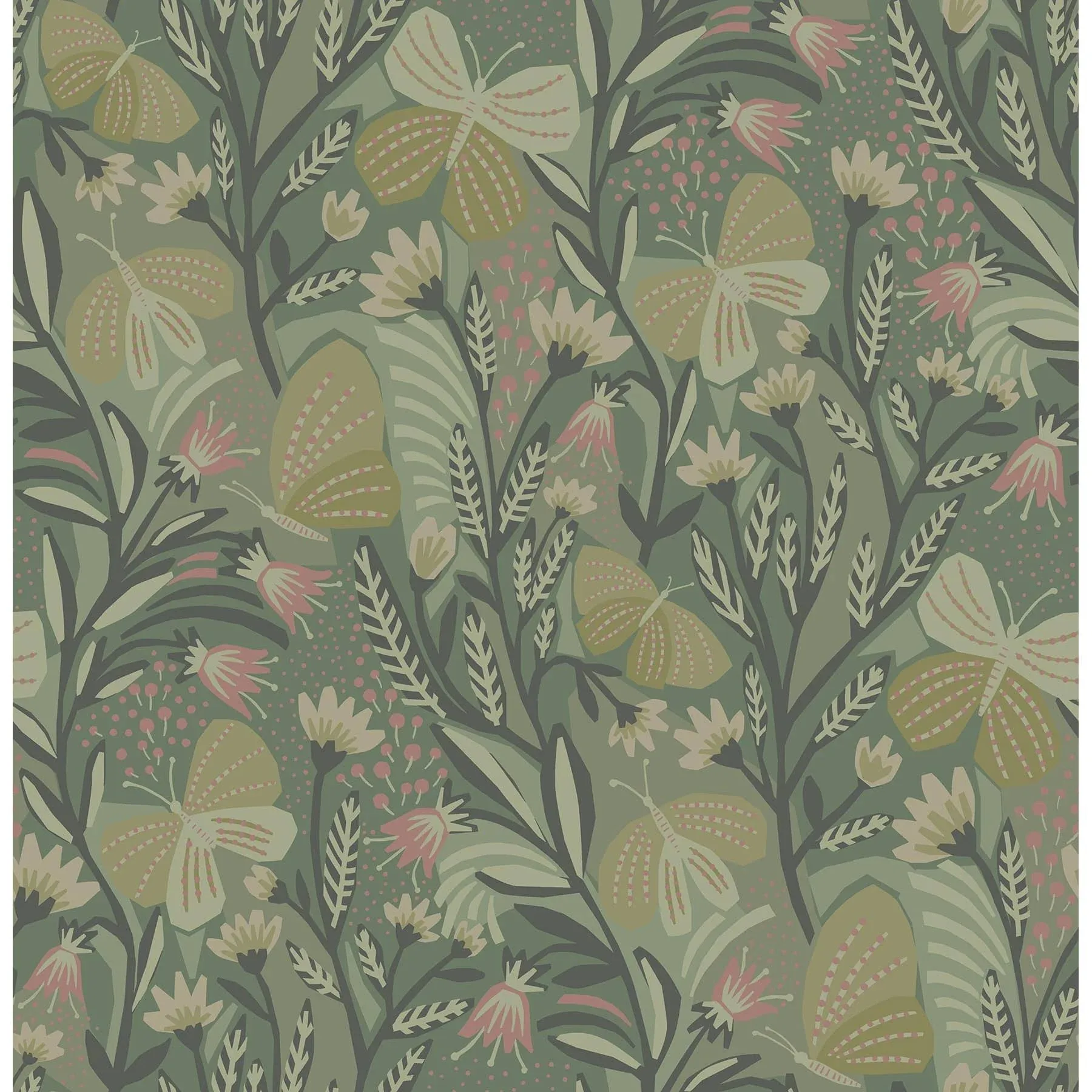 Pip & Lo Sage Papillon Flutter Peel & Stick Wallpaper