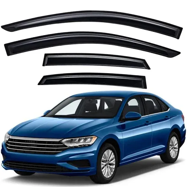 Lightronic WV94767 Outside-Mount Side Window Deflectors & Visors Rain Guards, Dark Smoke, 4-Pieces Set, Fits 2019-2024 Volkswagen Jetta