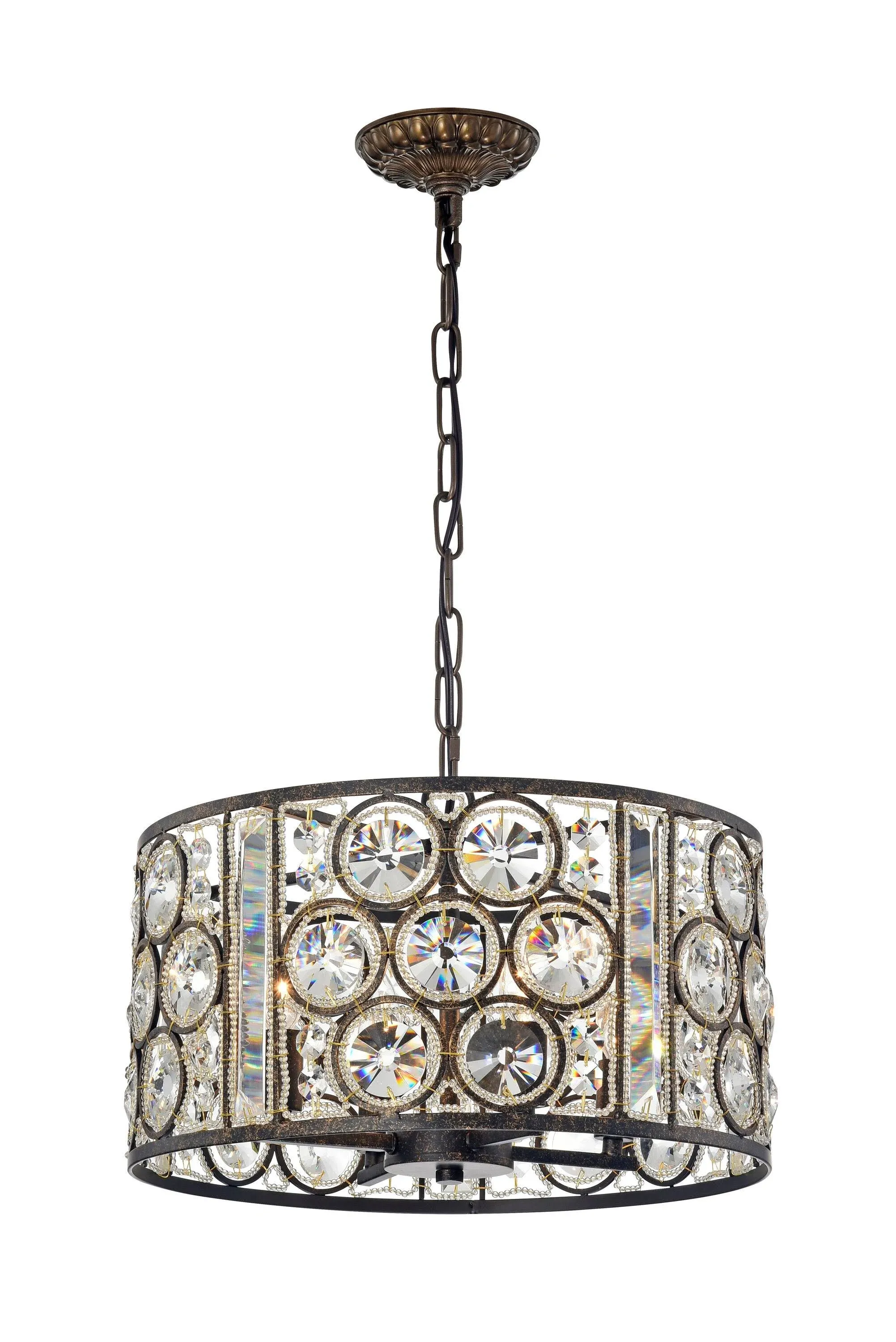 Warehouse of Tiffany IMP79L/4AB Welle 4-Light Antique Bronze Metal Chandelier, 16 x 16 x 54