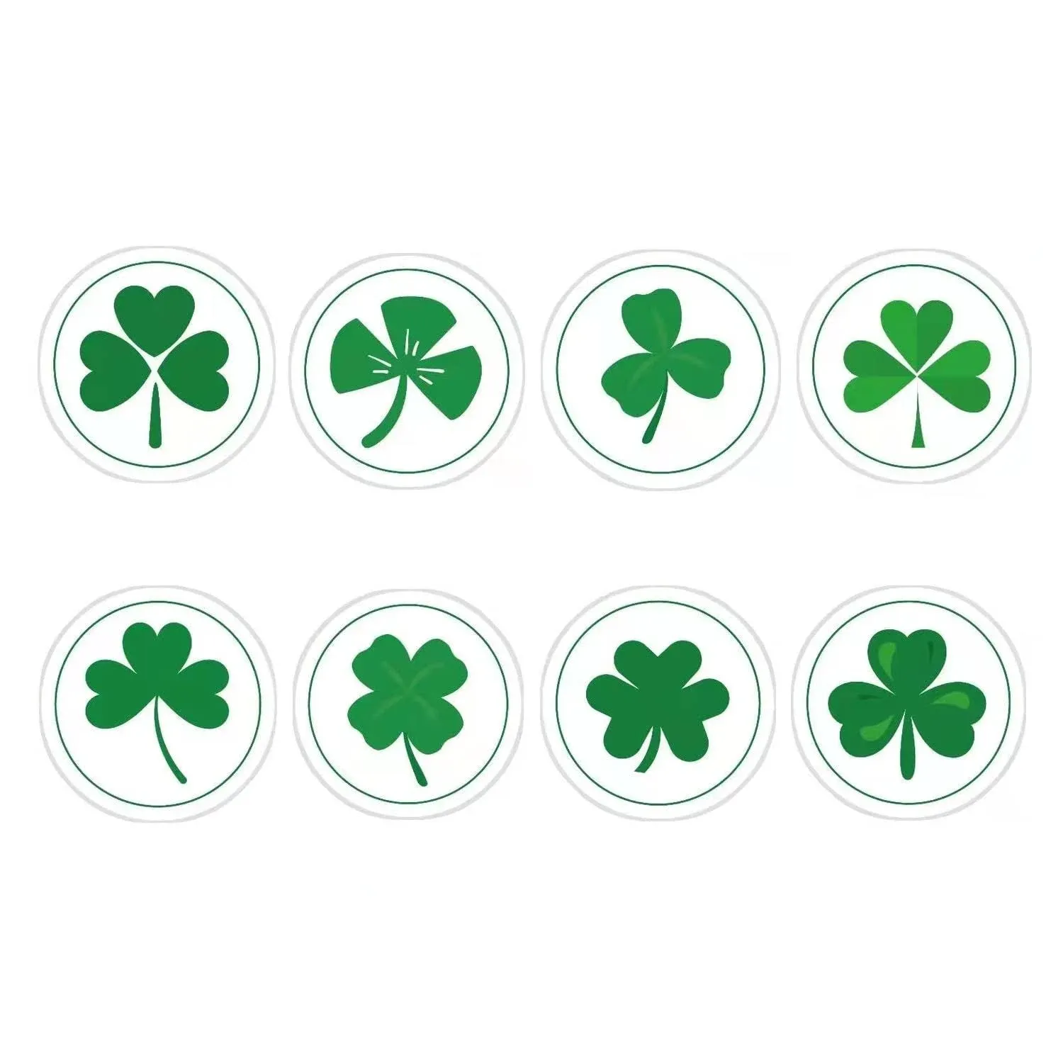 JUTTIRA 8 Styles St. Patrick&#039;s Day Roll Stickers 1.5 Inch Irish Green Shamrock 