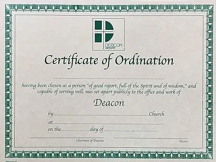 Broadman & Holman Certificate Deacon Ordination, 11" x 8.5" - 6 count