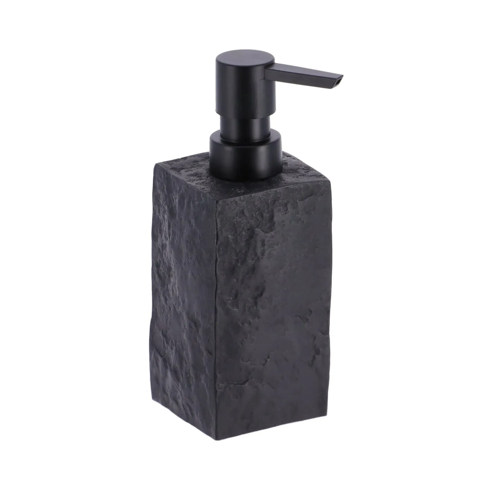 Bath Square Resin Hand Soap & Lotion Dispenser Stone Effect 9 fl oz Black