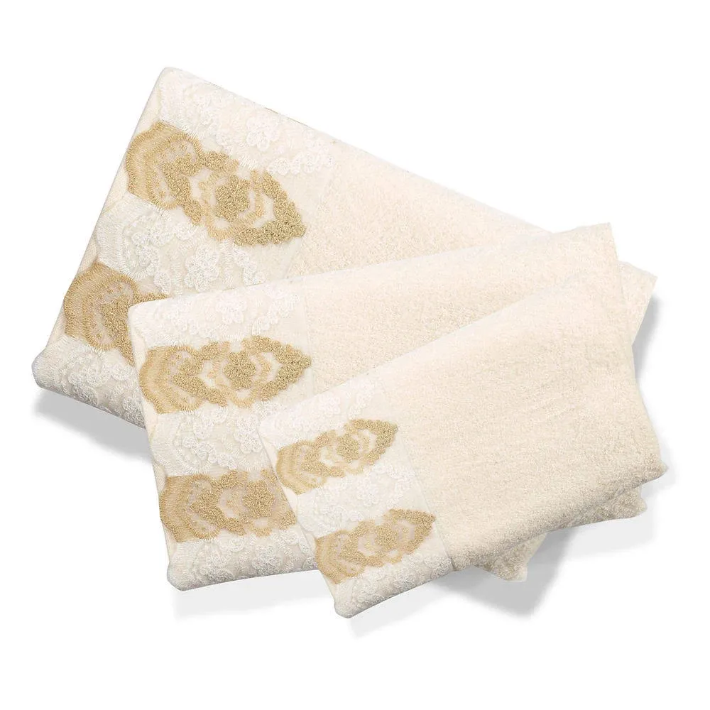 Popular Bath Products Arabella 3-Piece Towel Set 3 Piece Beige