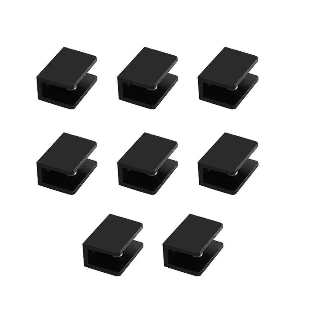 Kyien Pack of 8 Aluminum Alloy Square Glass Shelf Clamp Clip Holder Support Bracket (B: Suitable for 5-8 mm Thick Glass)