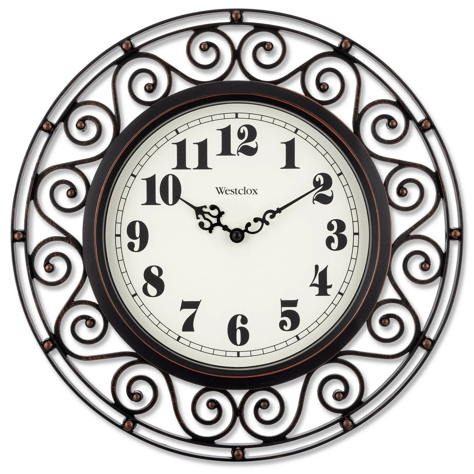 Westclox, Bronze 32021 Round Filigree Rubbed Clock, 12-Inch