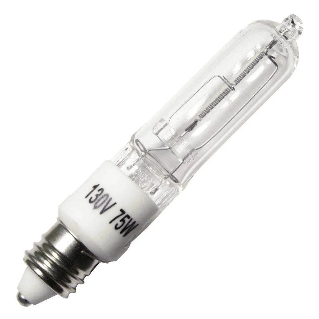 Hikari JD7007 - 75W Halogen Light Bulb, T4, Mini Candelabra Base - Clear, 1,050 Lumens, 130V