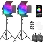 NEEWER Upgraded RGB 660 Pro II LED Video Light Kit 2-Pack, Panels, Configurations, Bi Color, AC/DC Power, Sony NP F Series, App