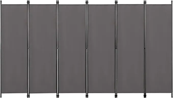 6-Panel Outdoor/Indoor Room Divider,Privacy Furniture Indoor Bedroom (Grey)