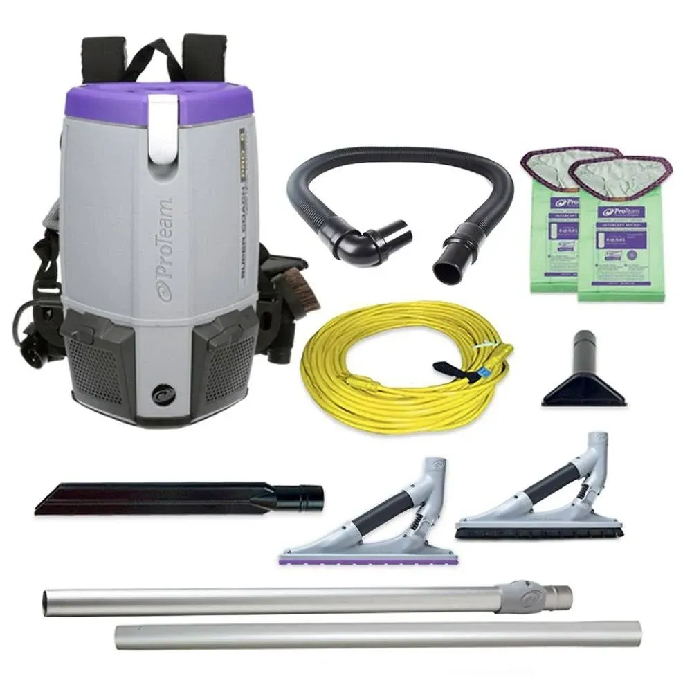 ProTeam 107535 Super Coach Pro 6, 6 qt. Backpack Vacuum w/ ProBlade Hard Surface & Carpet Tool Kit