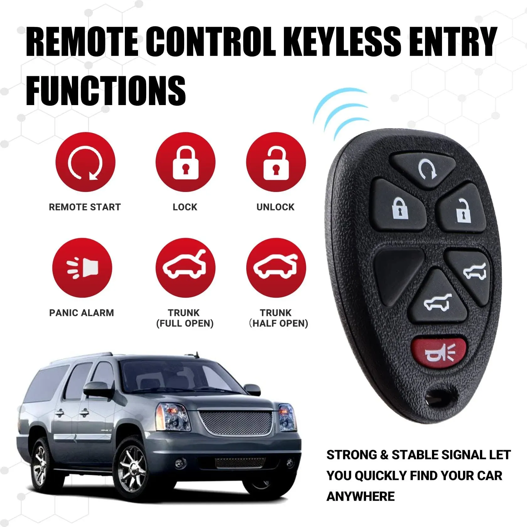 Pilida Keyless Entry Remote Car Key Fob Compatible with 2007-2014 Chevy Tahoe ...