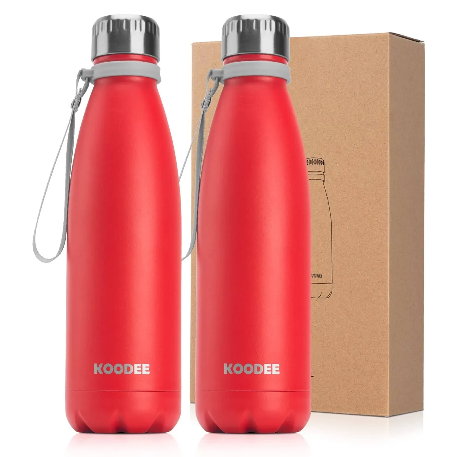 koodee Insulated Stainless Steel Water Bottle(2 Pack)17 oz Double Wall Vacuum ...