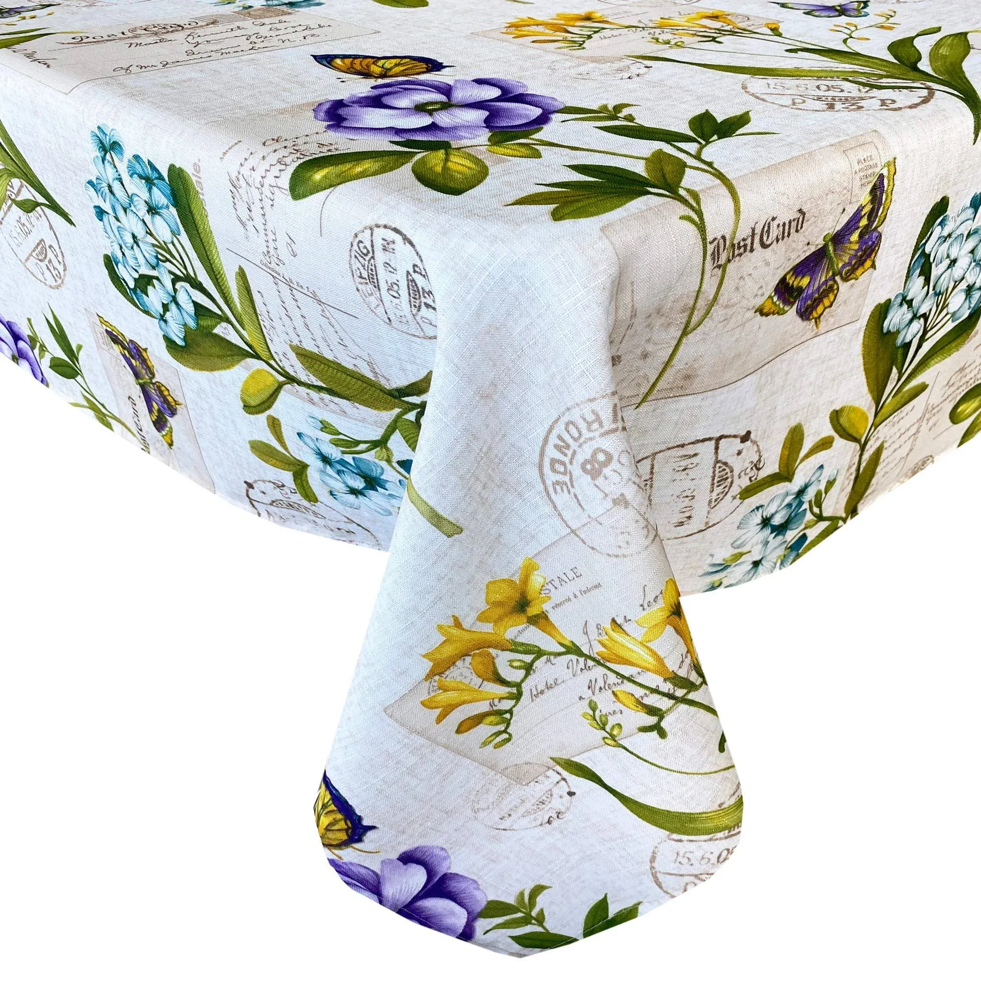 Newbridge Easter Botanical Blossoms Fabric Tablecloth, Vivid Spring Floral and ...