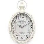 Menterry Small Retro Oval Wall Clock, Antique Old Design, White Vintage Style, Battery Operated Silent Decor Wall Clocks for Kitchen,Bedroom,Farmhouse,Bathroom (11.2" H x 6.7" W)