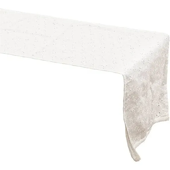 Eyelet Table Runner,  14&quot; W x 108&quot; L - White