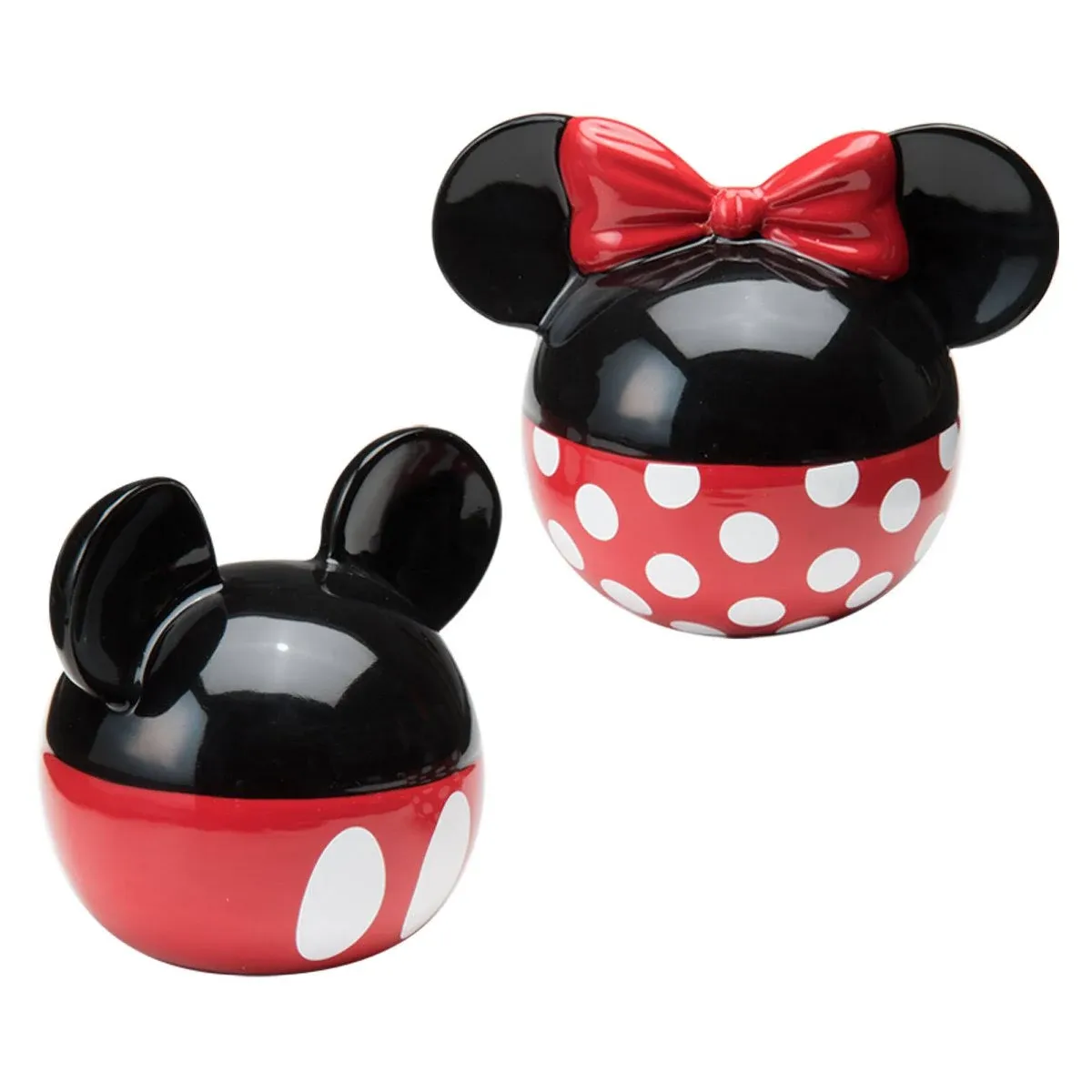 Walt Disney Minnie &amp; Mickey Mouse Ceramic Salt and Pepper Shakers Set Red/Black