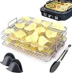 Multi-Layer Dehydrator Toast Rack for Ninja Foodi XL Fg551, IG601, Ig651 Air Fryers with Potholders Mitts and Kitchen Tongs