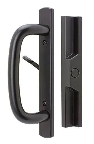 Veranda Sliding Glass Door Handle Set, Black, Non-Keyed, 3-15/16” Screw Holes