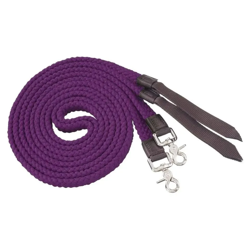 Tough 1 Flat Cotton Split Reins - Purple