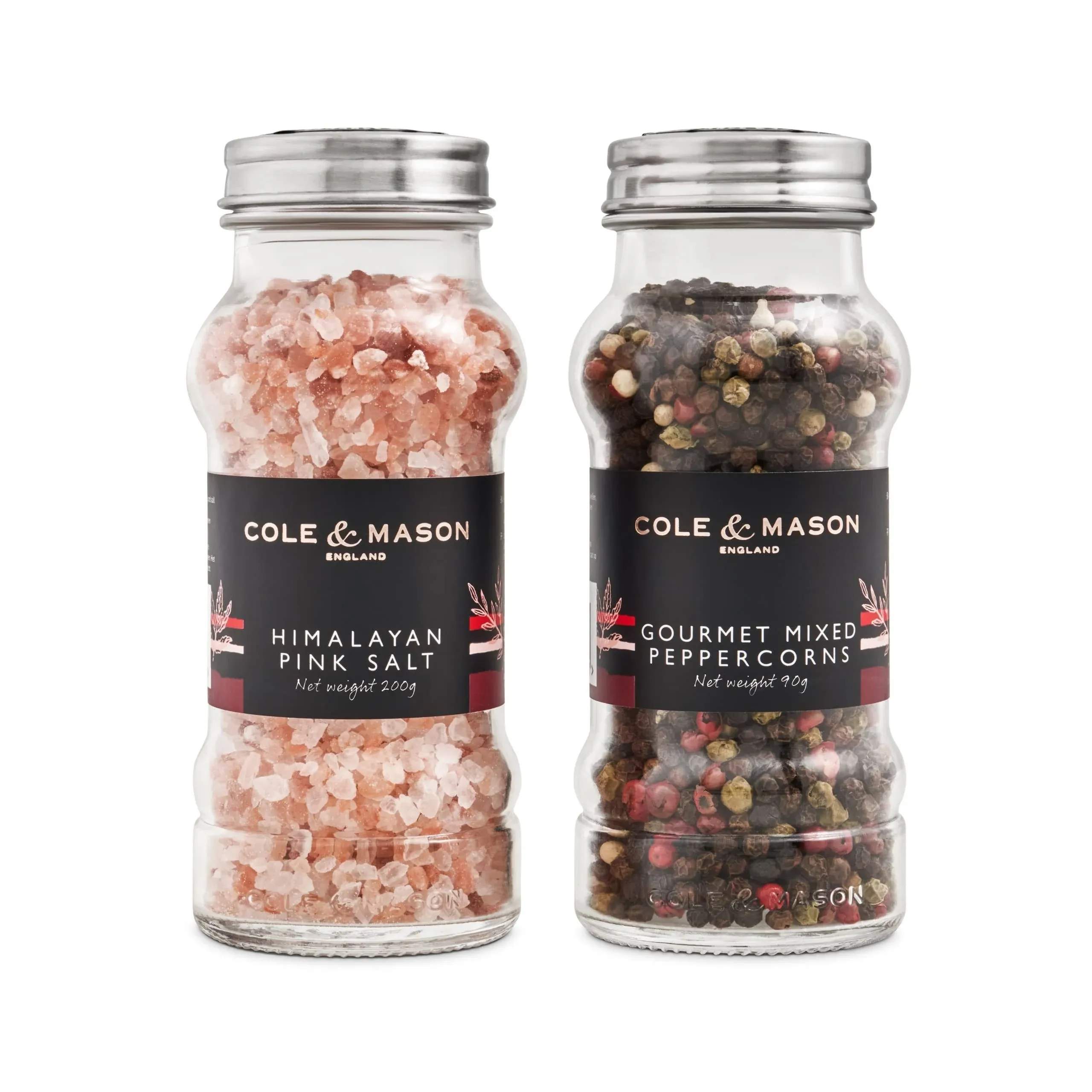 Cole & Mason Luxury Gift Salt & Pepper Refill - Himalayan Pink Salt & Gourmet Peppercorns - Grinder Refills for Kitchen Accessories