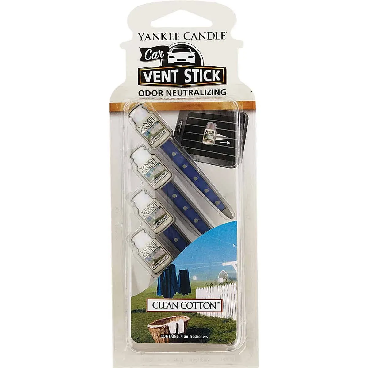 3x Packs CLEAN COTTON Vent Sticks Car Freshener YANKEE CANDLE ~  FREE SHIP